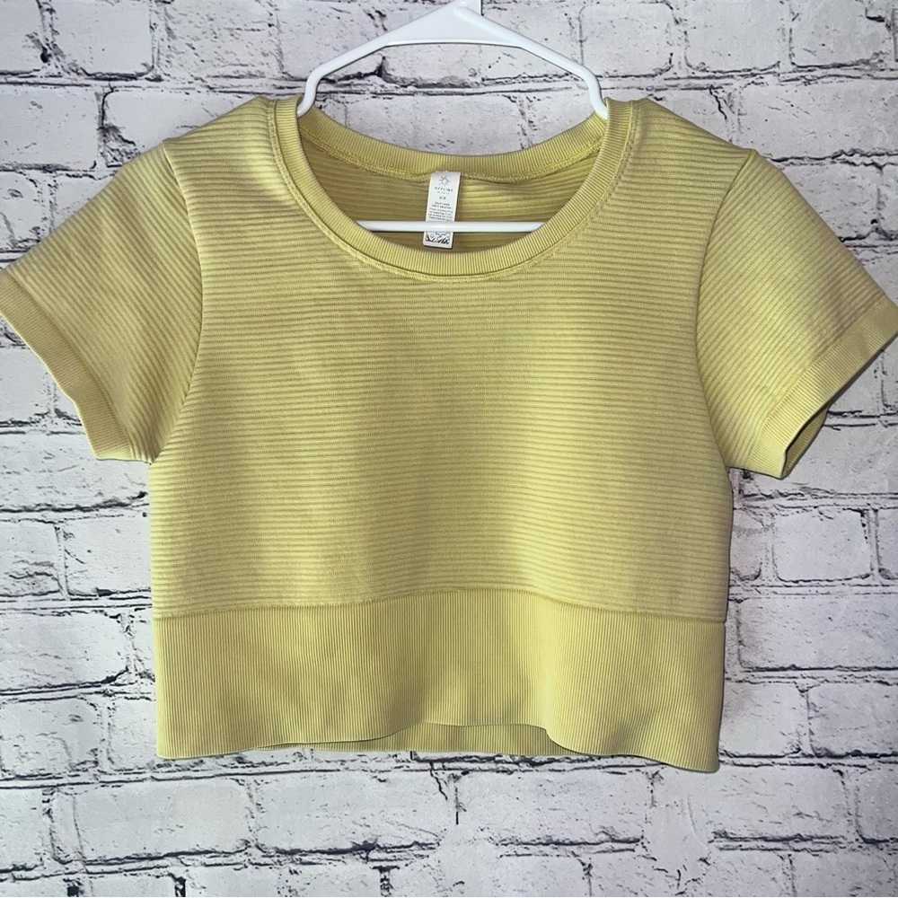 Aerie Offline Cropped Short Sleeve Workout Tee Size Medium